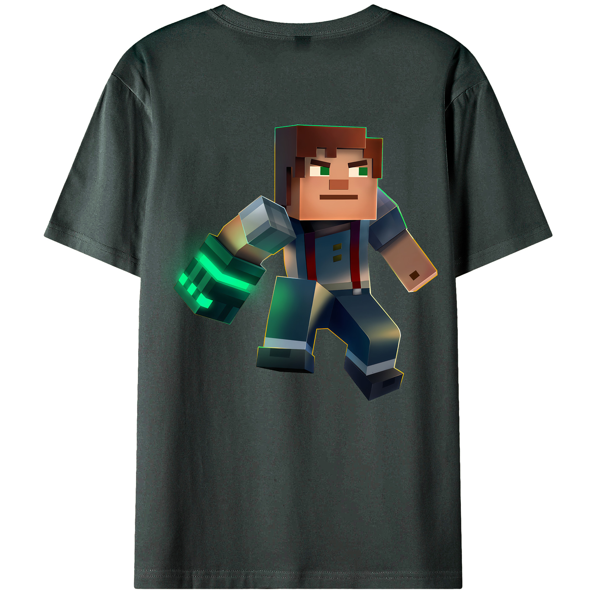 （画像用） マインクラフト ブロックの世界 Minecraft MC Block world 綿100％ メンズ半袖Tシャツ（バックプリント） 通気性